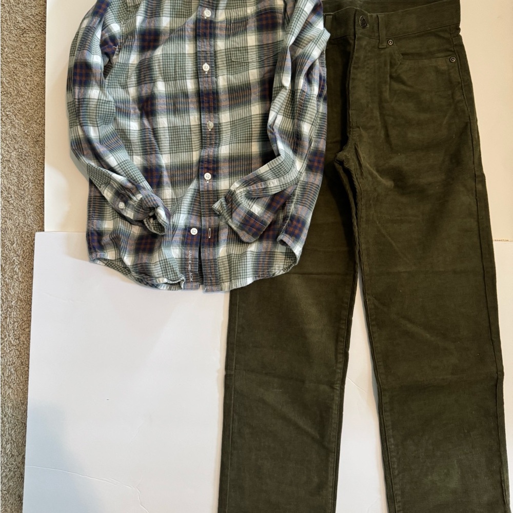 Janie and Jack Olive Green Corduroy Kids Set